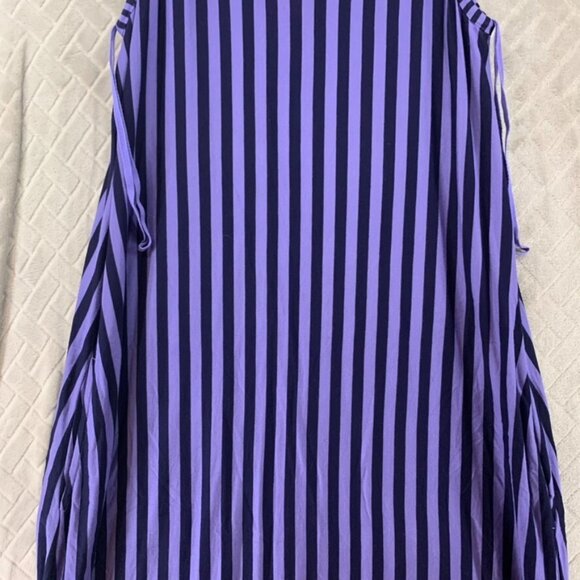 Gap Womans Large Dress Long Maxi Purple Stripe Sleeveless Scoop Neck A Line - Picture 3 of 12